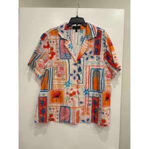 ELOQUII Print Camp 100% Cotton Shirt - Size 20 - New With Tags